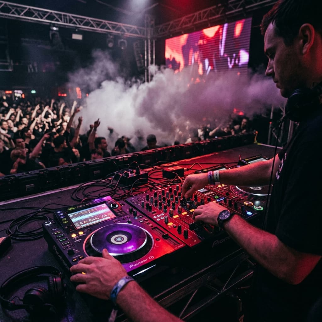 DJ performance with premium Pioneer CDJ setup