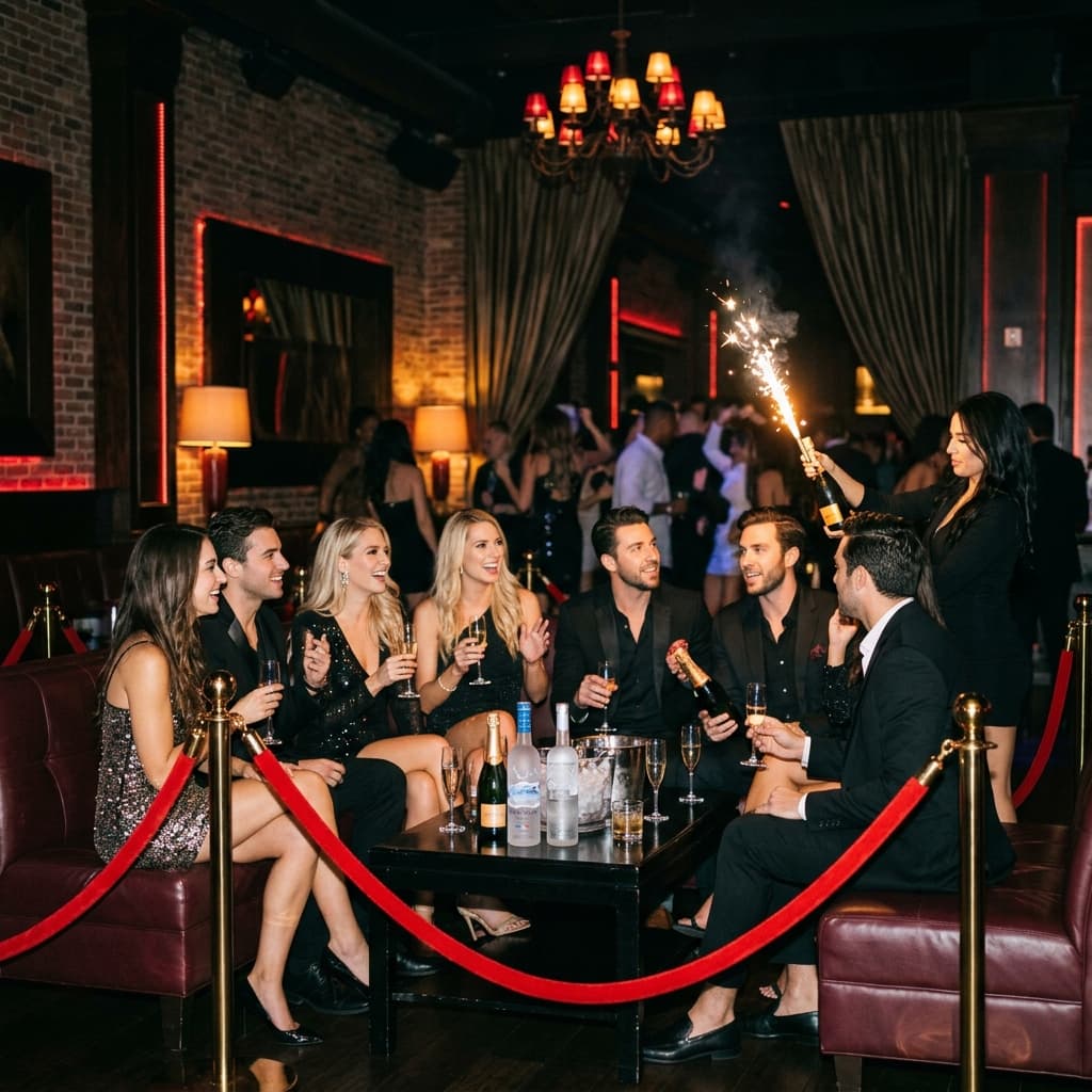 VIP section with bottle service and sparklers
